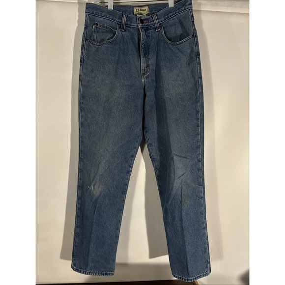 LL Bean Classic Fit Jeans Mens 32x32 Flannel Lined Straight Denim Workwear Vtg - Picture 5 of 14